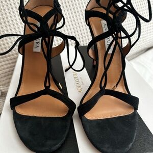 Aquazzura Gaia Sandal 105 Suede Black